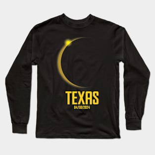 Sun Eclipse Total Solar Texas April 8 2024 Path Of Totality Long Sleeve T-Shirt
